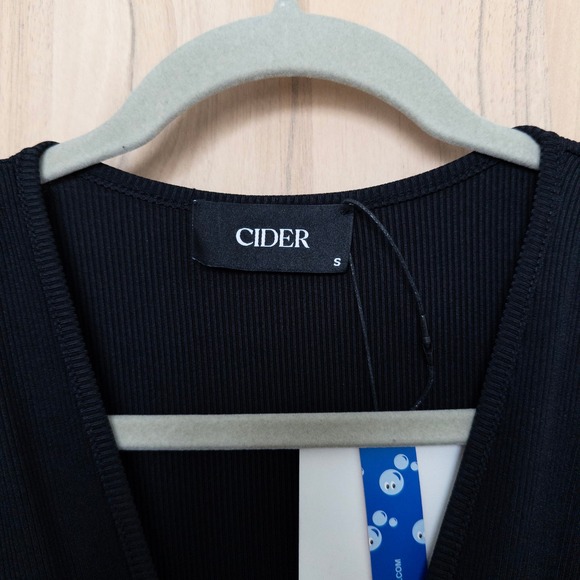 Cider Womens Jumpsuit Size S Black Sleeveless Wide Leg Ribbed Chic Minimalist - Picture 6 of 9